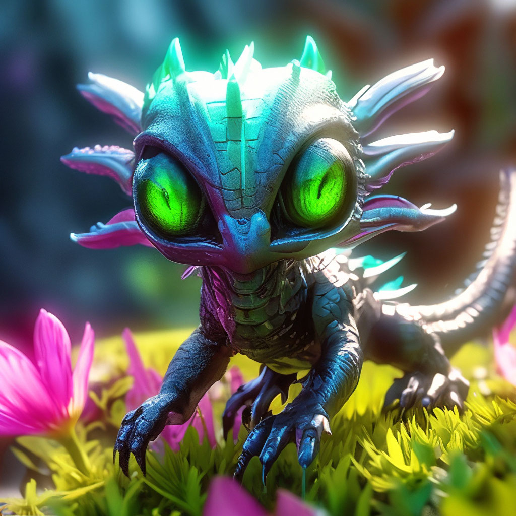 "Fluffy dragon - Alien Realistic tiny cute fluffy Alien in the form of ...