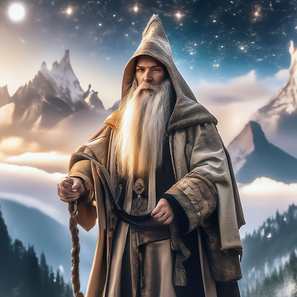 "Wise Slavic Magus, on the border between worlds, Beige +Chaos +Space ...