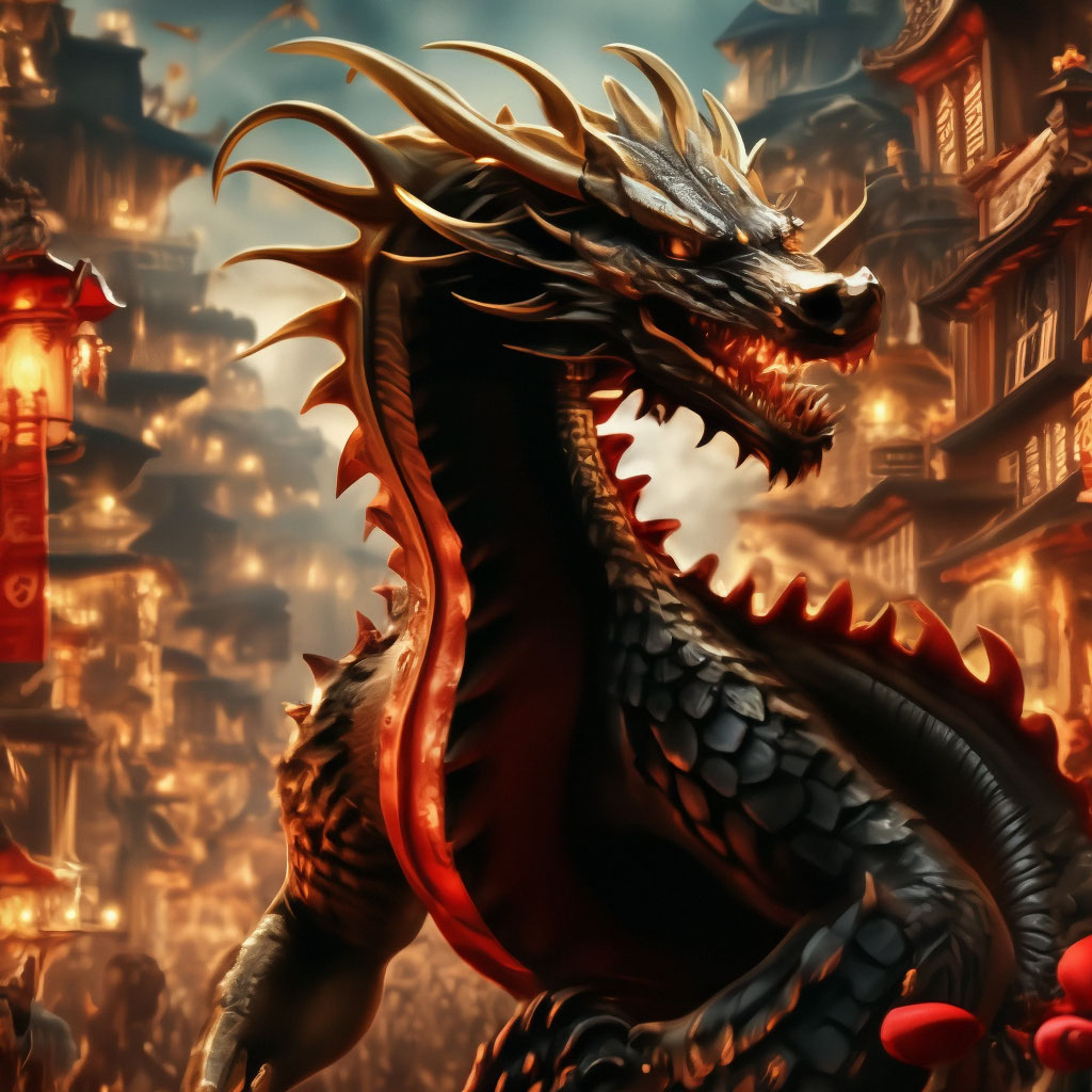"Happy New Year 2024 the year of the dragon" — image created in Shedevrum