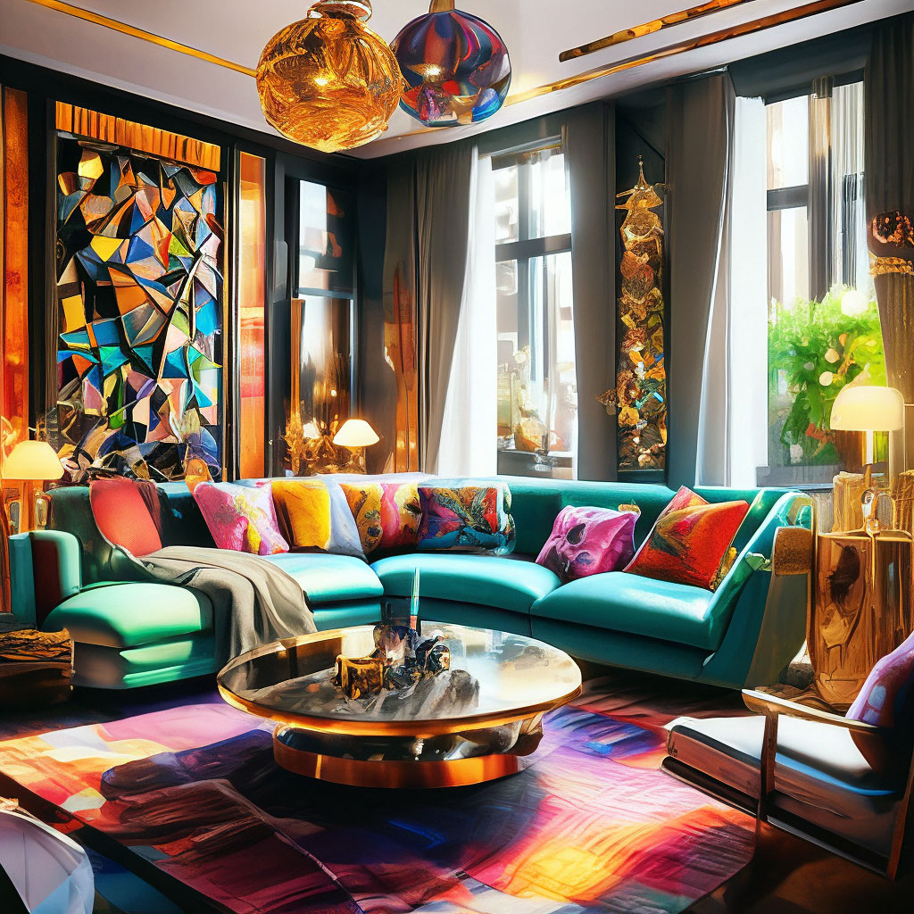 "Cozy living room in eclectic style. Mixing of a variety of styles ...
