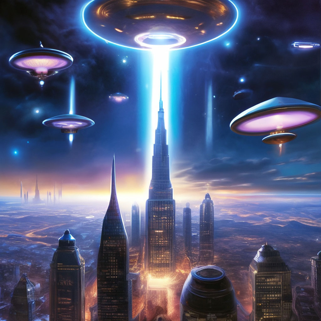 "A huge cosmic world over which the moon shines. in the middle is a ...