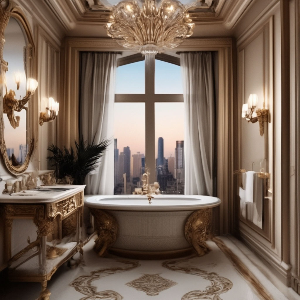 Photo inspiration: Visual Reference: Penthouse Interior In Moscow Bathroom In Classicism Style