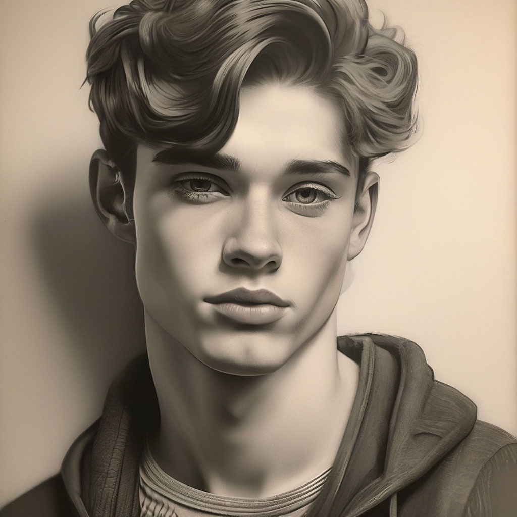 "Not a handsome young man" — image created in Shedevrum