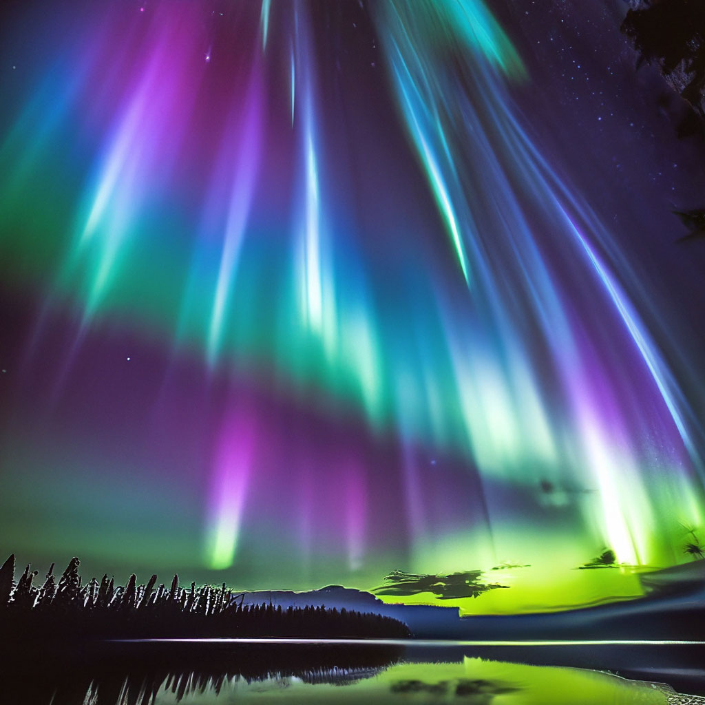 "Northern lights in the beautiful starry night sky HD" — image created ...