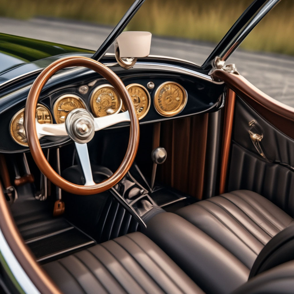 "Secqueville-Hoyau Sportster Rodster, 1922, black, interior view ...