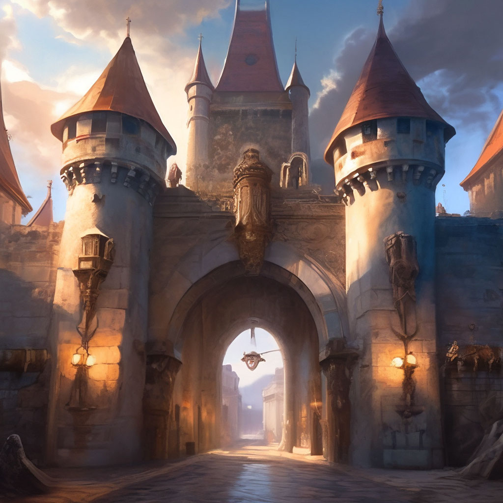 "Closed high gates high walls of a medieval city fantasy atmosphere ...