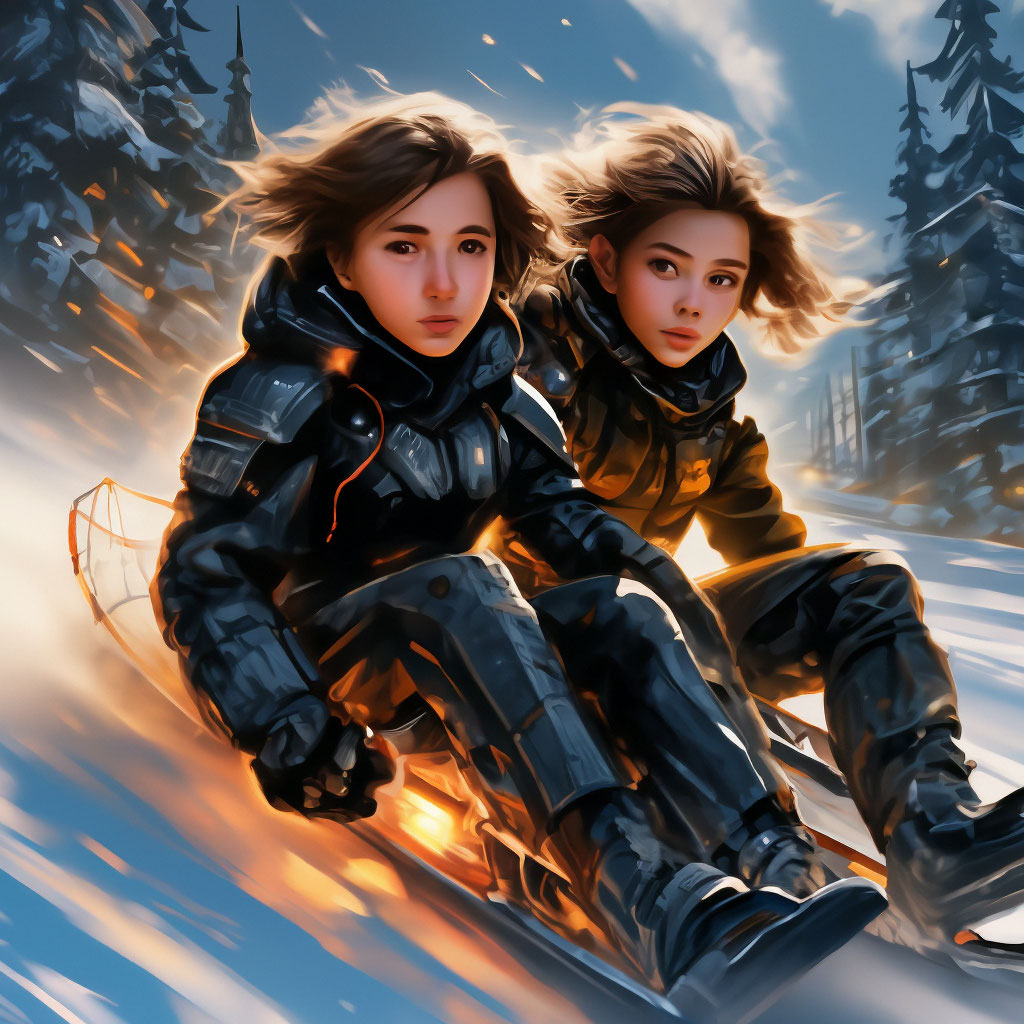 "Children are sledding down the hill 🛷" — image created in Shedevrum