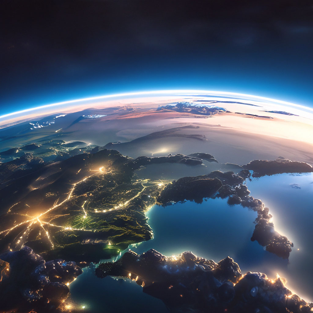 "View of the earth from space" — image created in Shedevrum