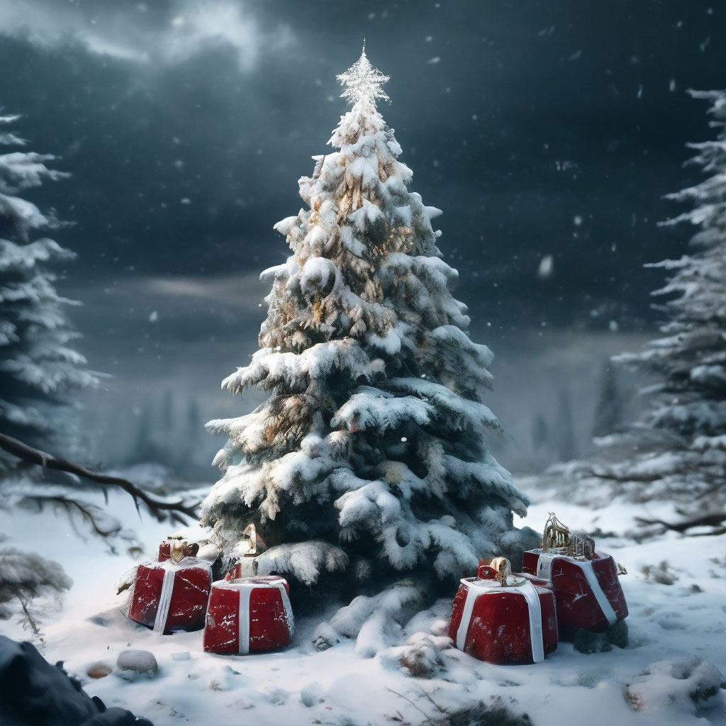 "A fluffy, beautiful Christmas tree decorated with a garland and ...