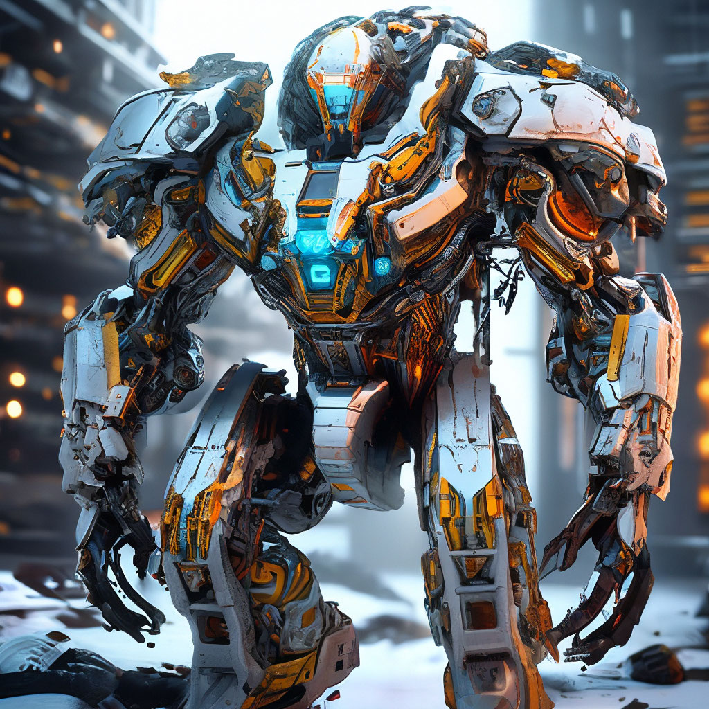 "Futuristic, super armored brutal fighting robot in the style of ...