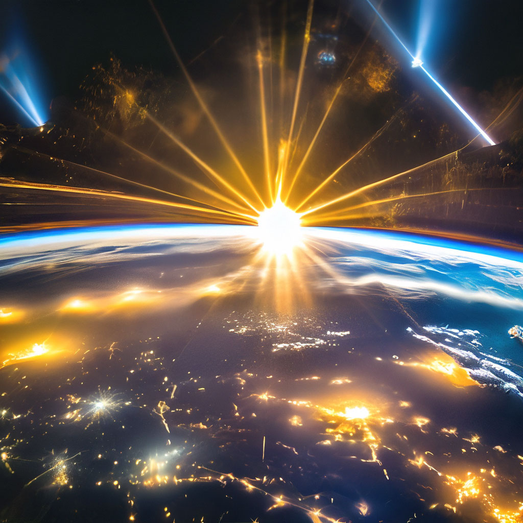 "A view from space on Earth celebrating the New Year" — image created ...