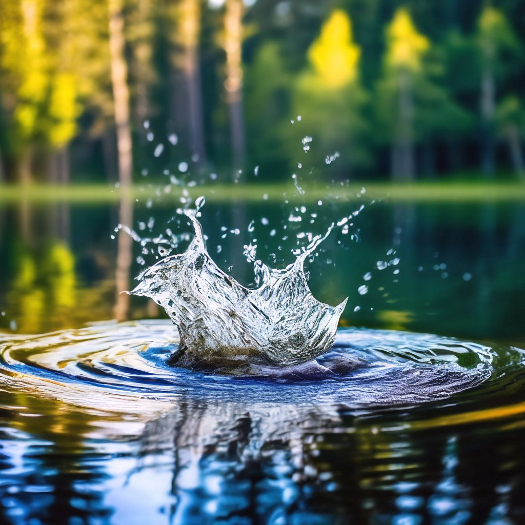 "A splash of water on a forest lake" — image created in Shedevrum