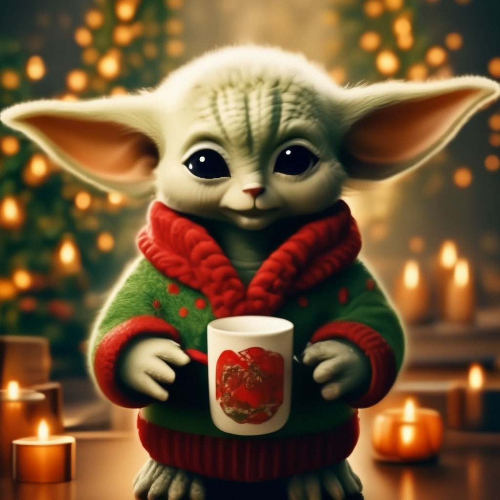 "Cute New Year Yoda celebrates the New Year in a beautiful New Year ...