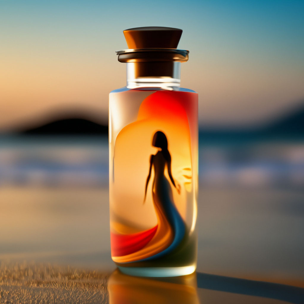 Картина из цветного песка в бутылке.