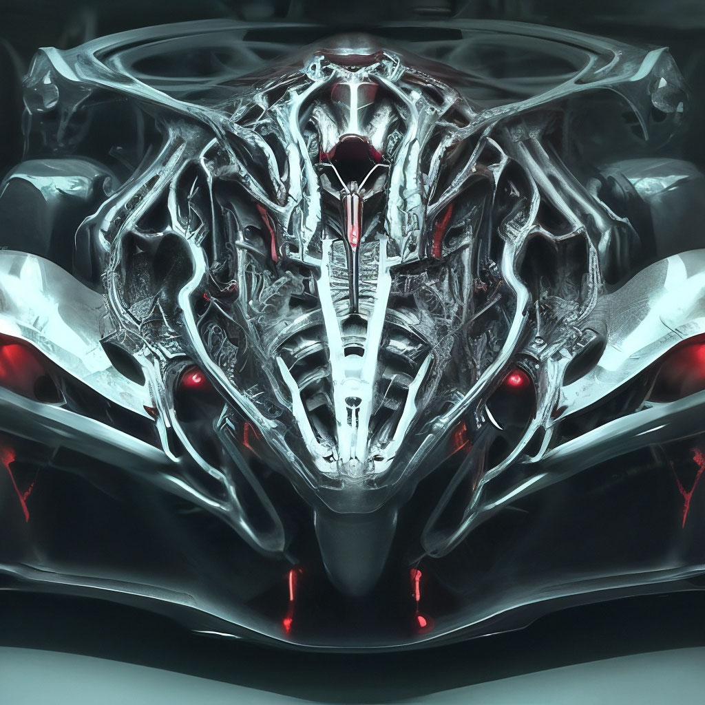 "Necro monster hypercar, highly detailed dark art, scary, alien ...