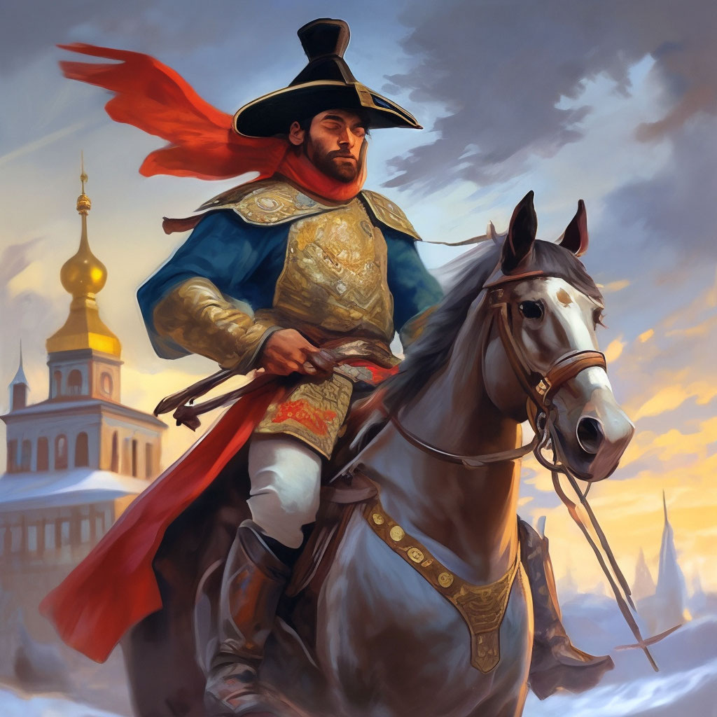 Казак на коне с шашкой