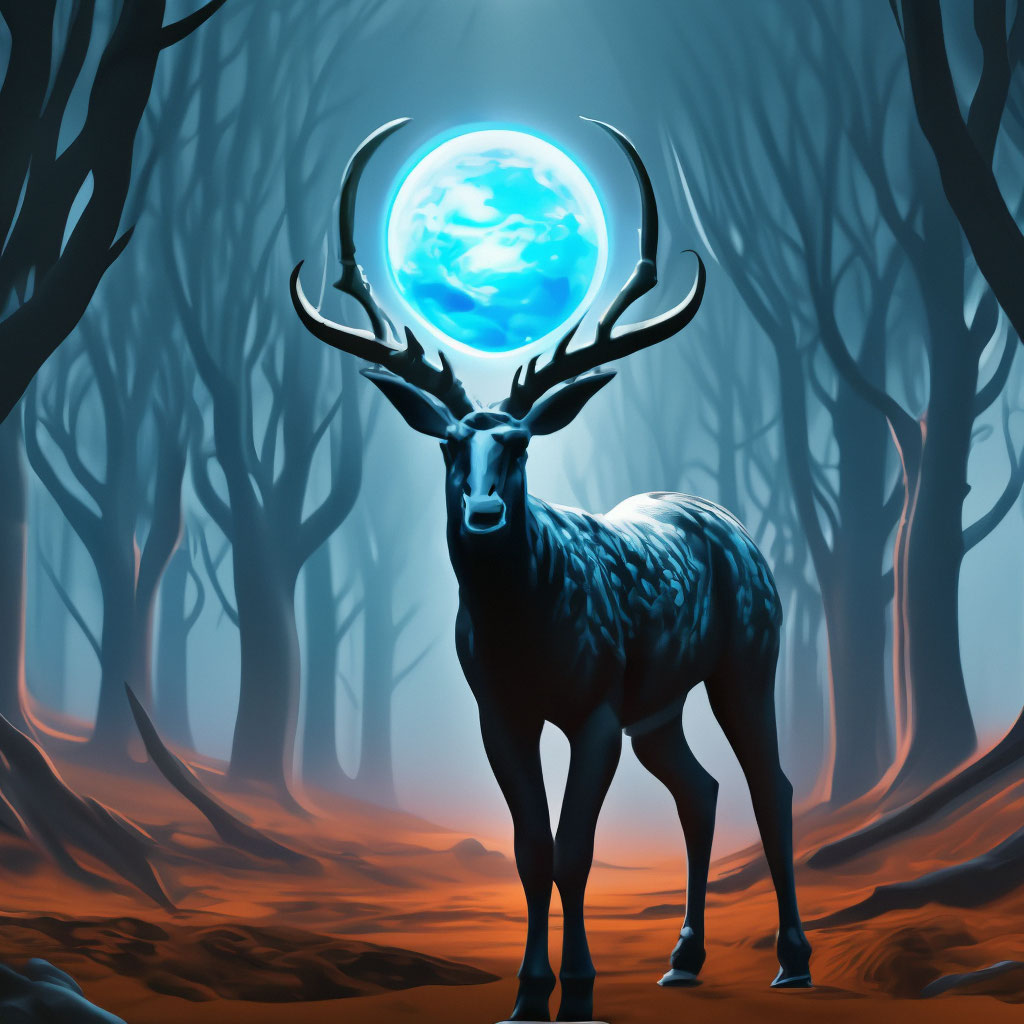 "Strange alien landscape: quivering trees an alien antelope carries a ...
