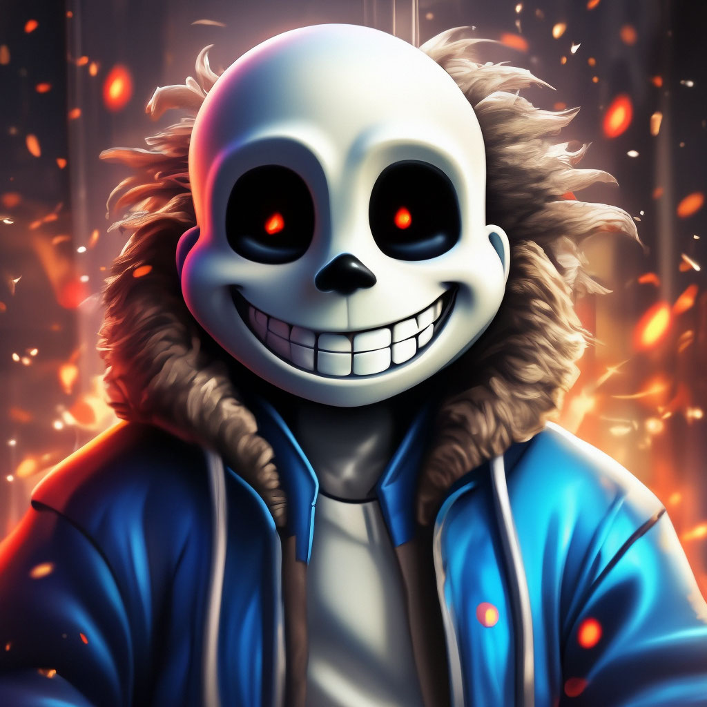 "Sans (Undertale) smiles broadly, joy, bright colors" — image created ...