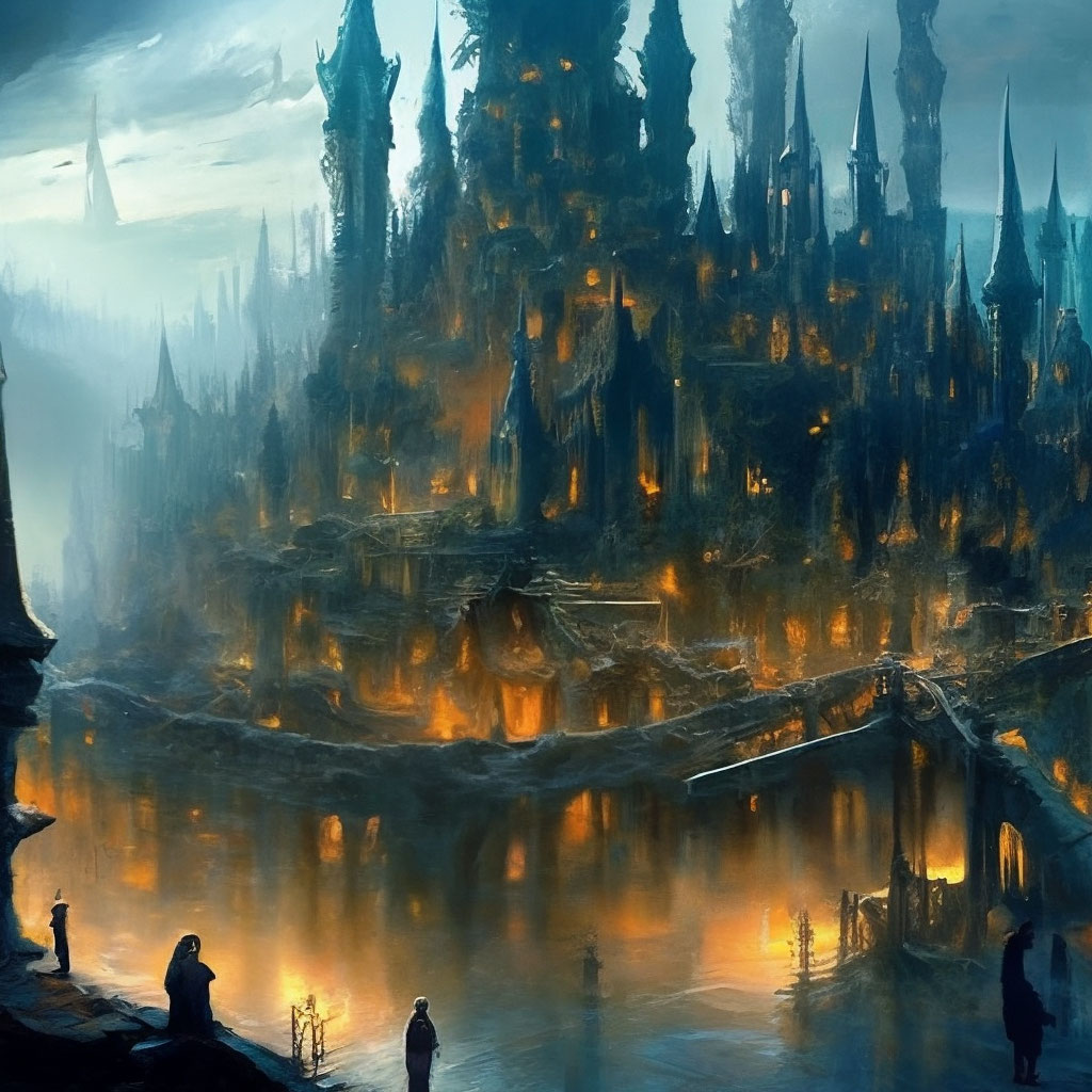 "C. Mysterious style. A work of digital design fairy-tale elven city ...