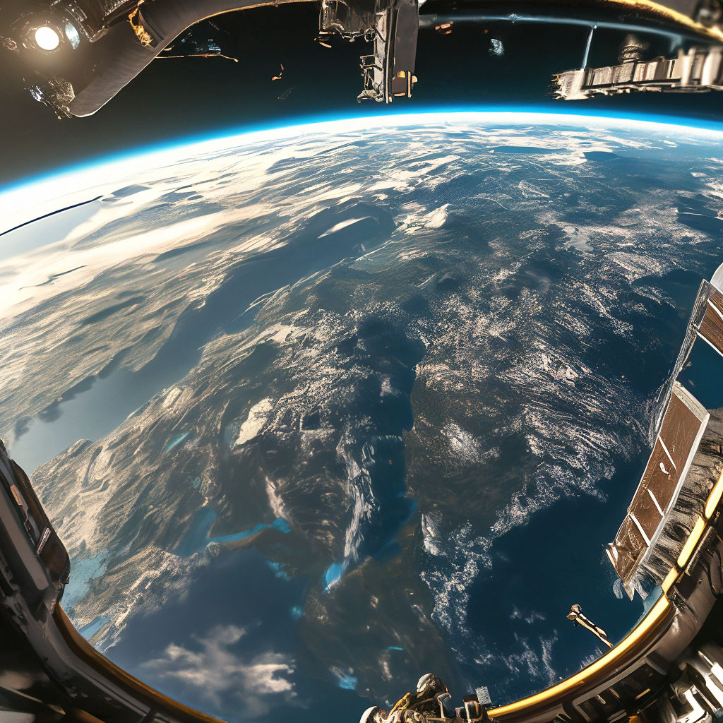 "View of planet earth from space from the ISS station, part of the ISS ...