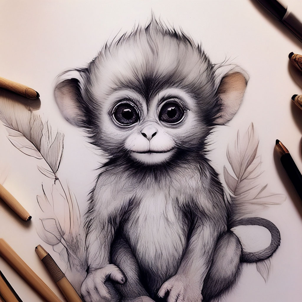 Раскраска Маленькая обезьянка | Раскраски обезьянки. Раскраска обезьяна для детей