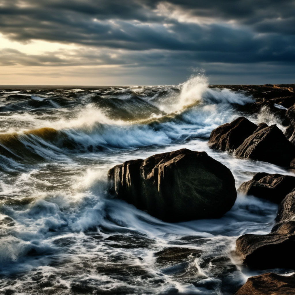 "North sea,bare rocks waves nature 1024k, HDR+, dark epic, ultra ...