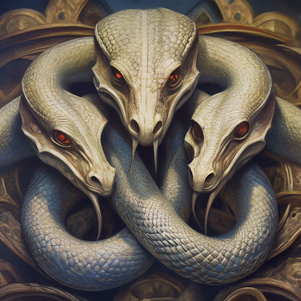 "The three-headed snake" — image created in Shedevrum