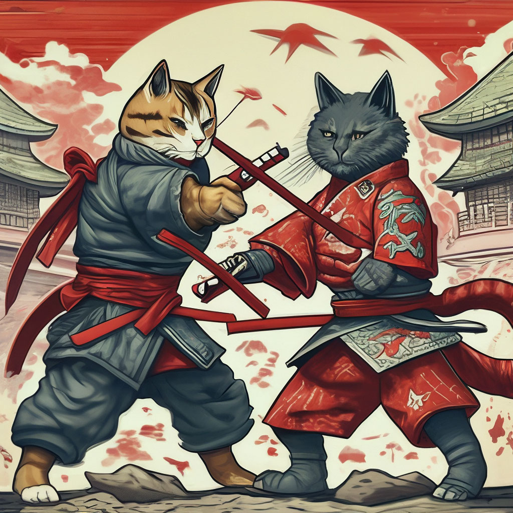 Самураи — два кота» — создано в Шедевруме