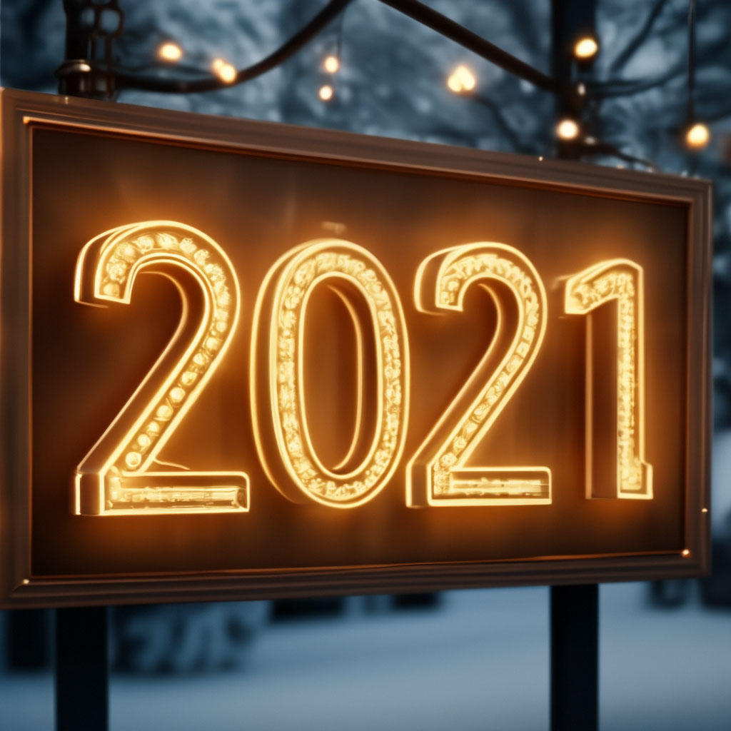 "Signboard Happy NEW YEAR, 2024, photorealism" — image created in Shedevrum