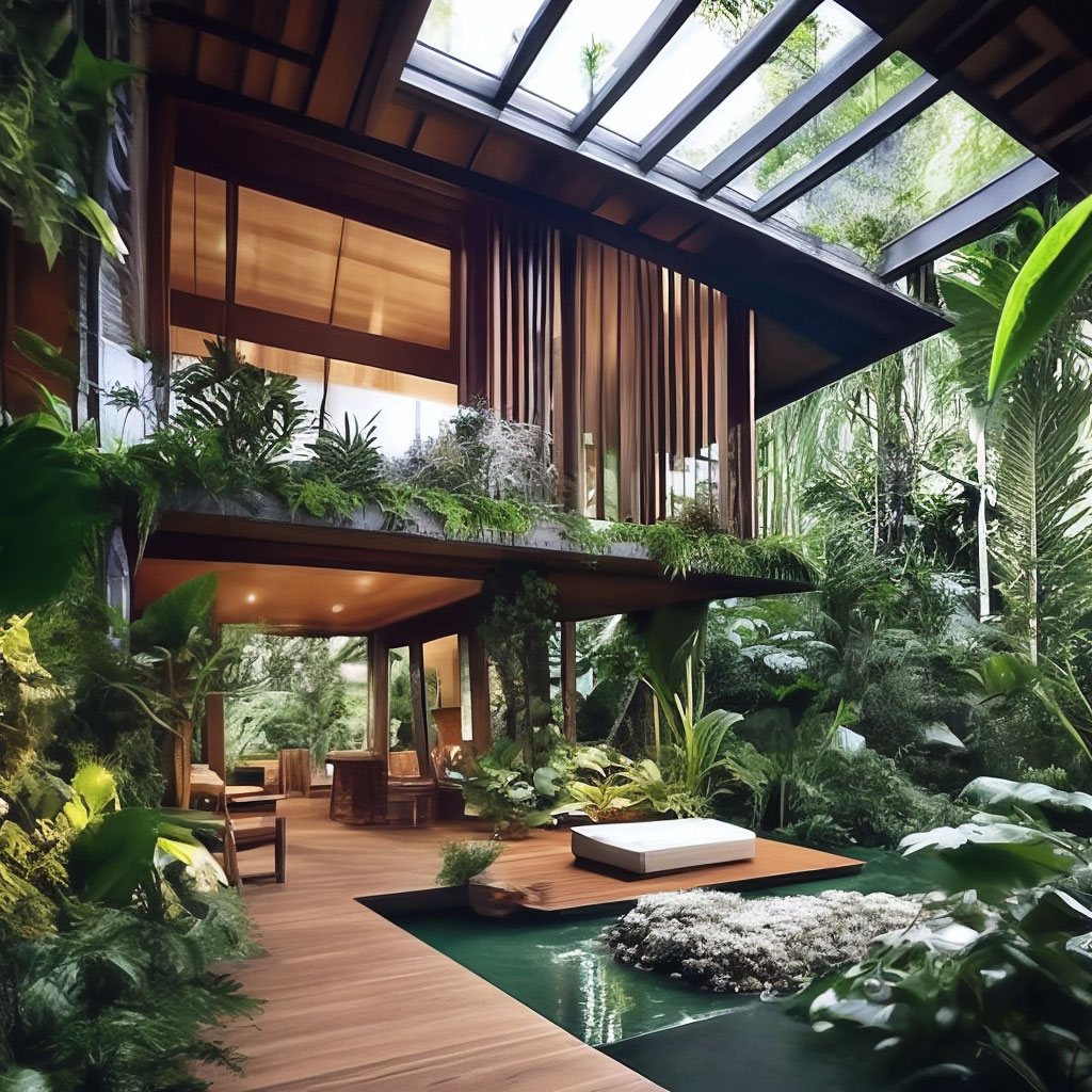 "Tropical house in the jungle interior" — image created in Shedevrum