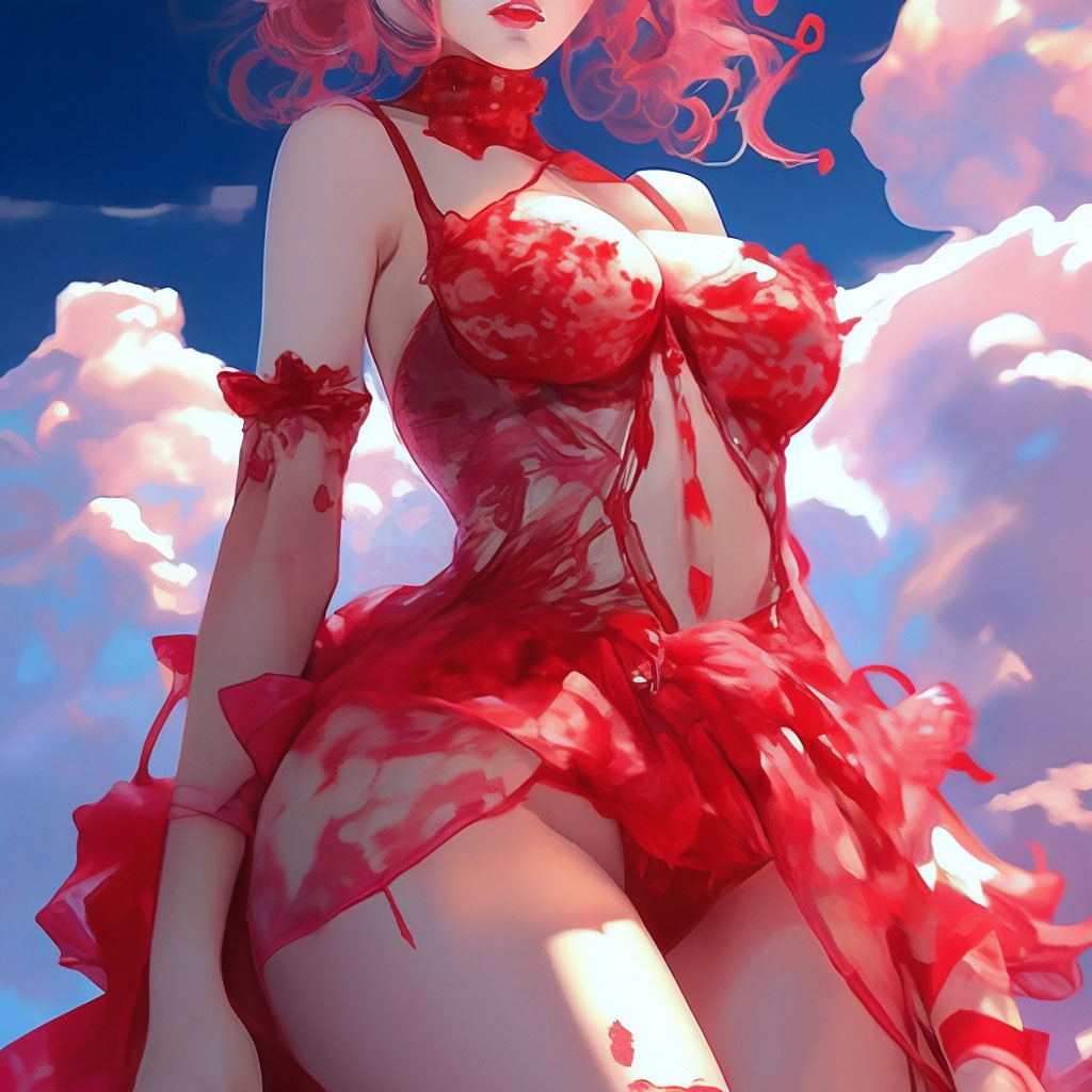 wife sexy clothes Japanese Anime Sexy Girl With Red Hair And A Black Outfit, Hot Woman  Lingerie Watercolor Painting Galaxy Case by Mounir Khalfouf main image 0
