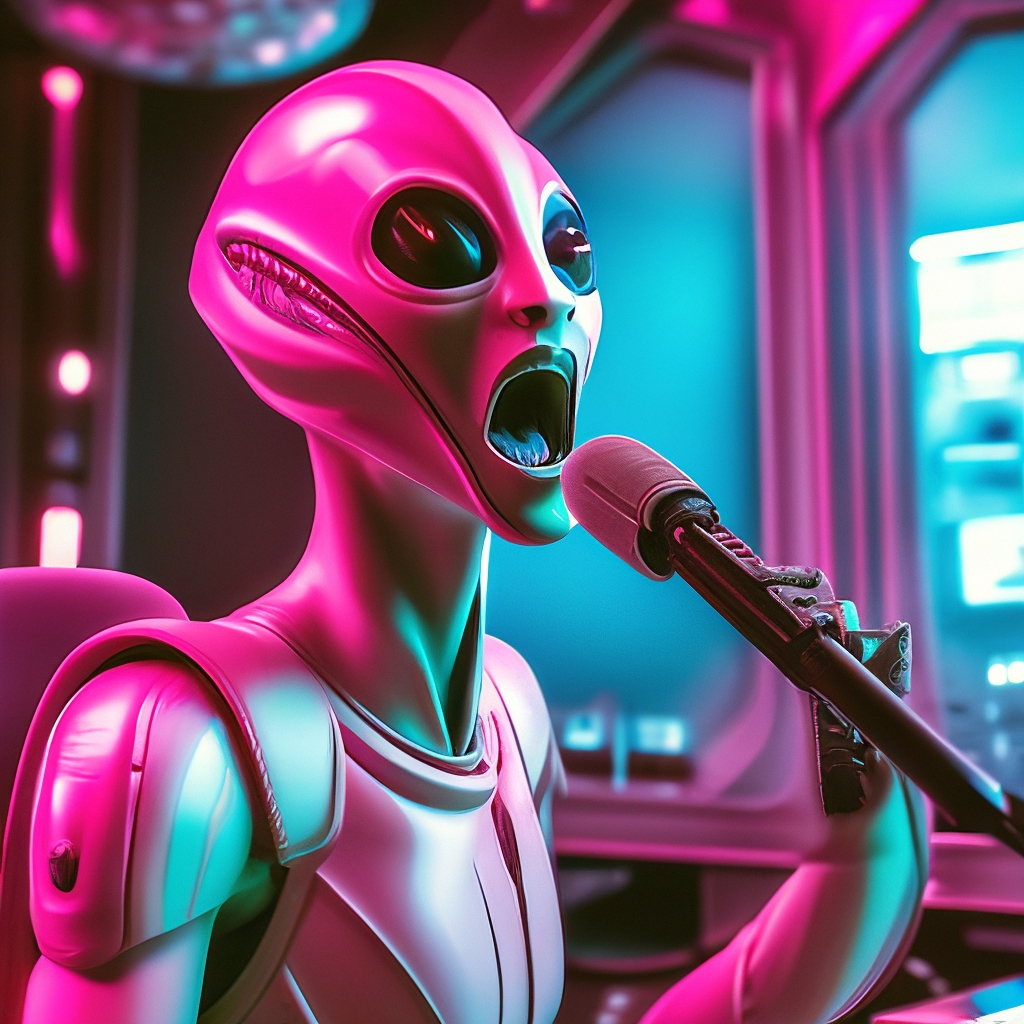 "The alien sings" — image created in Shedevrum