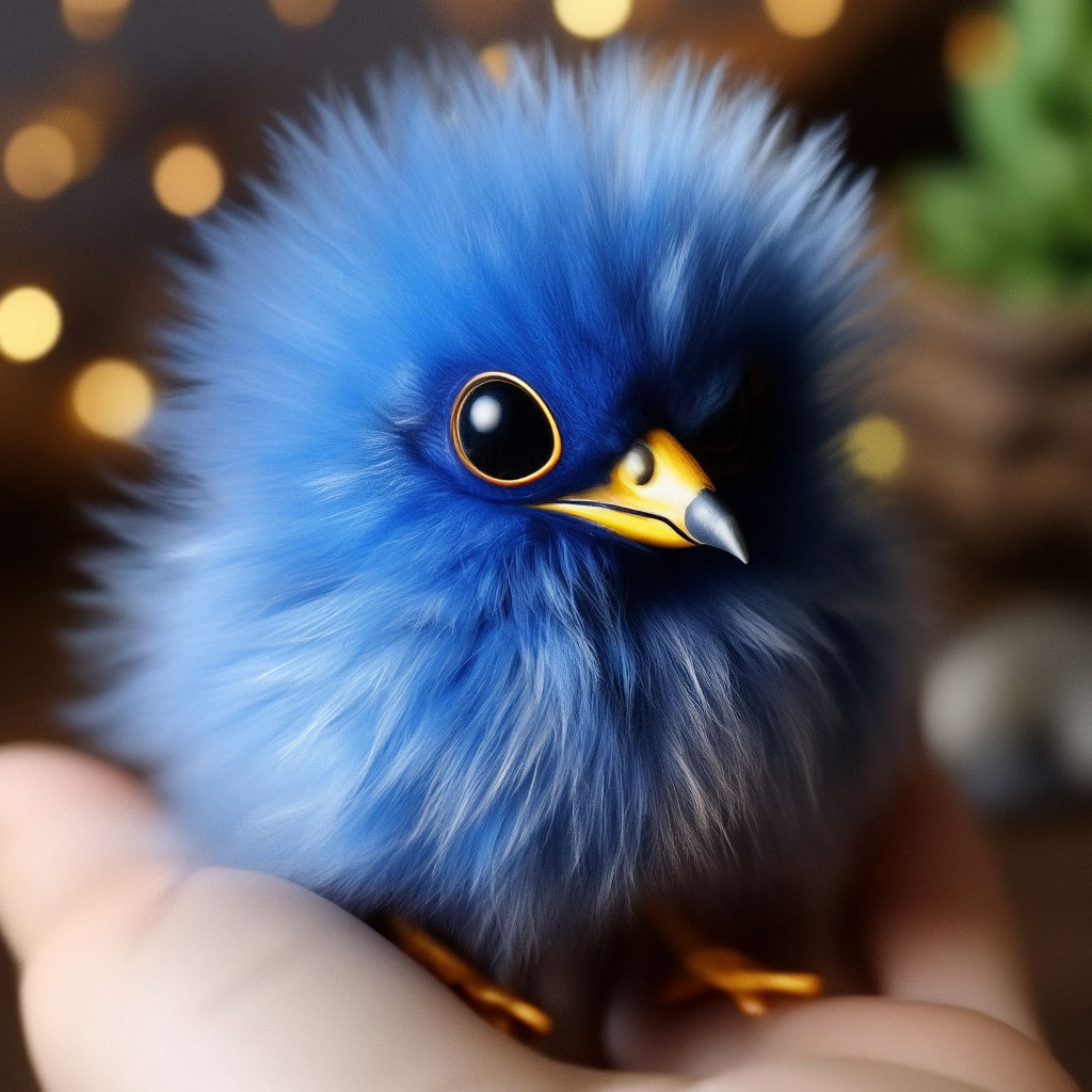 "Detailed natural real live very cute fluffy alien baby bird sapphire ...