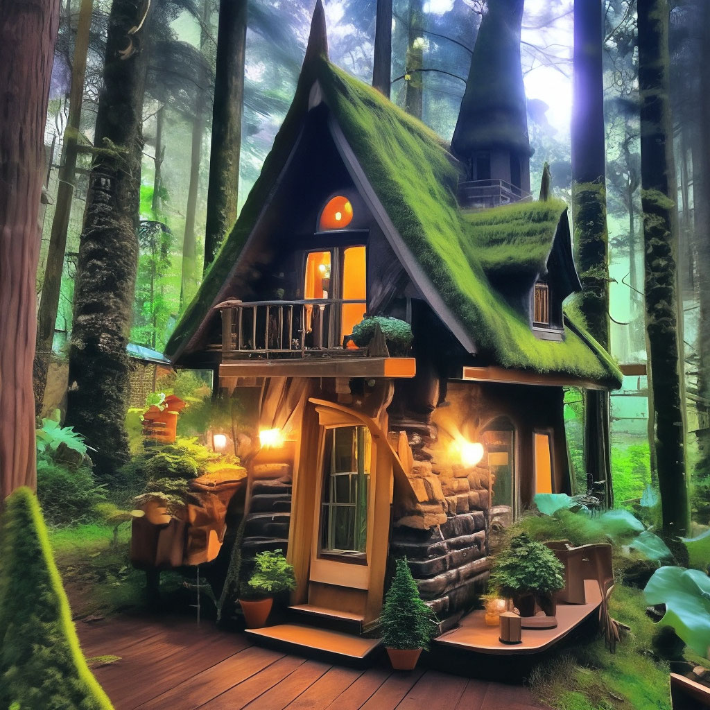 "A magical little house in the forest is very cozy" — image created in ...