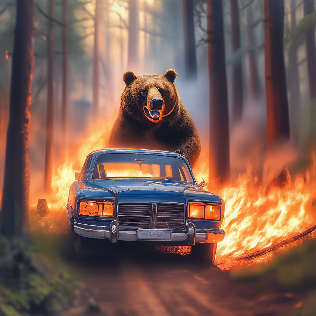 "The joke was a bear walking through the forest sees the car is on fire ...