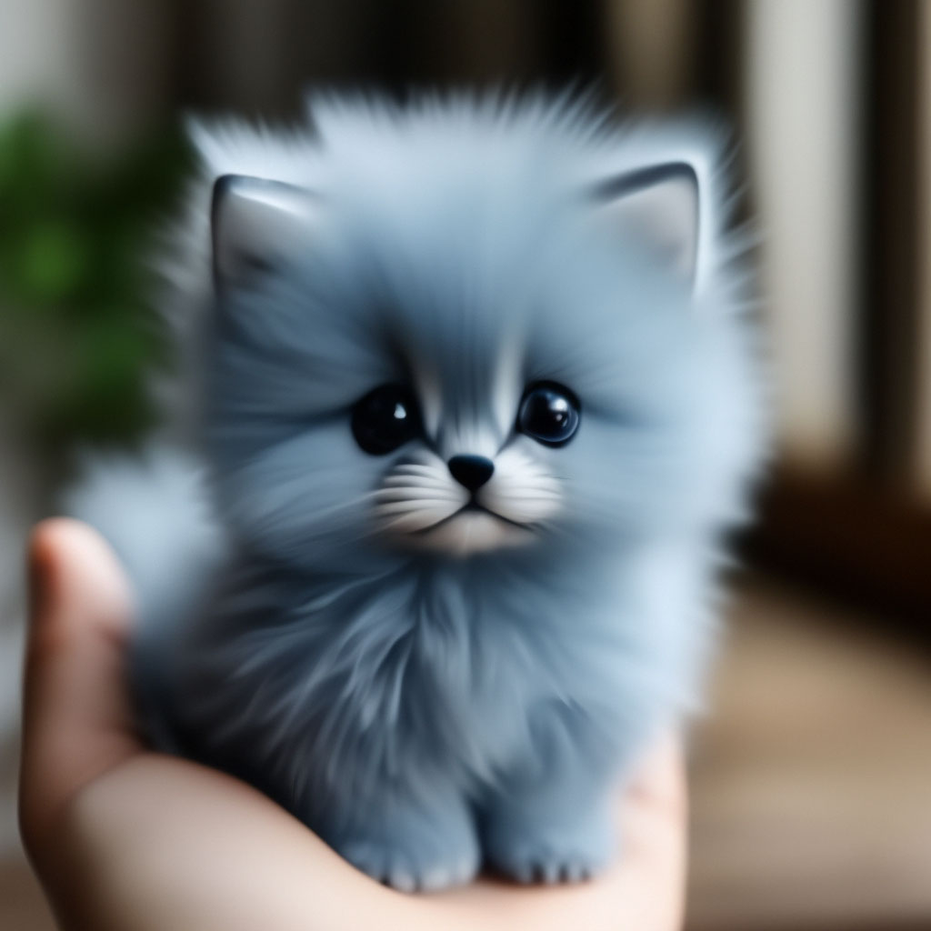 Милый голубой пушистый крошечный кот…» — создано в Шедевруме