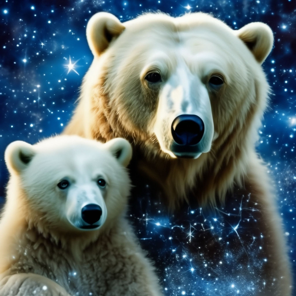"The constellations of the Polar Bear and the bear cub are drawn in the ...