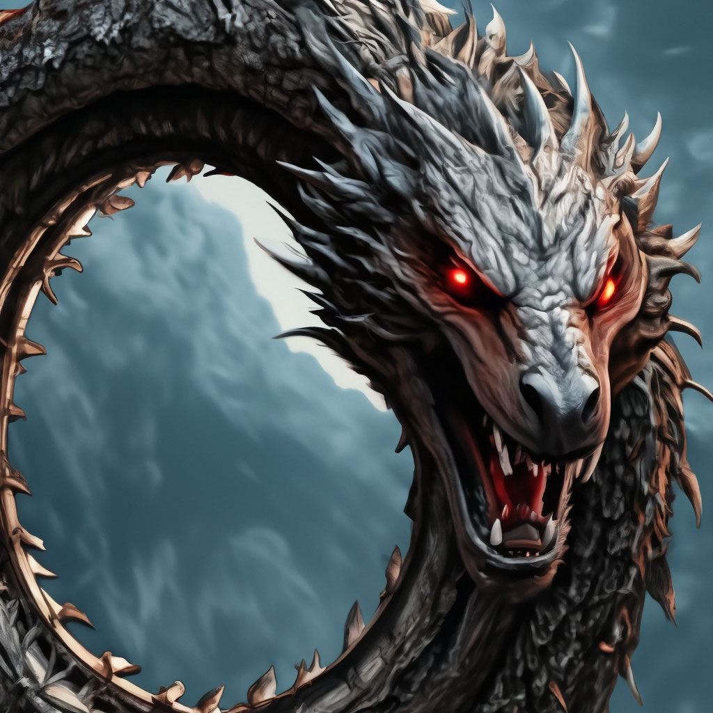 "Concept colour sketch art, ouroboros, graphic ink sketch, professional ...