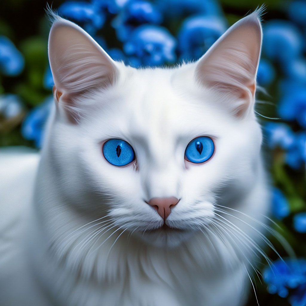 Белая кошка с голубыми глазами» — создано в Шедевруме