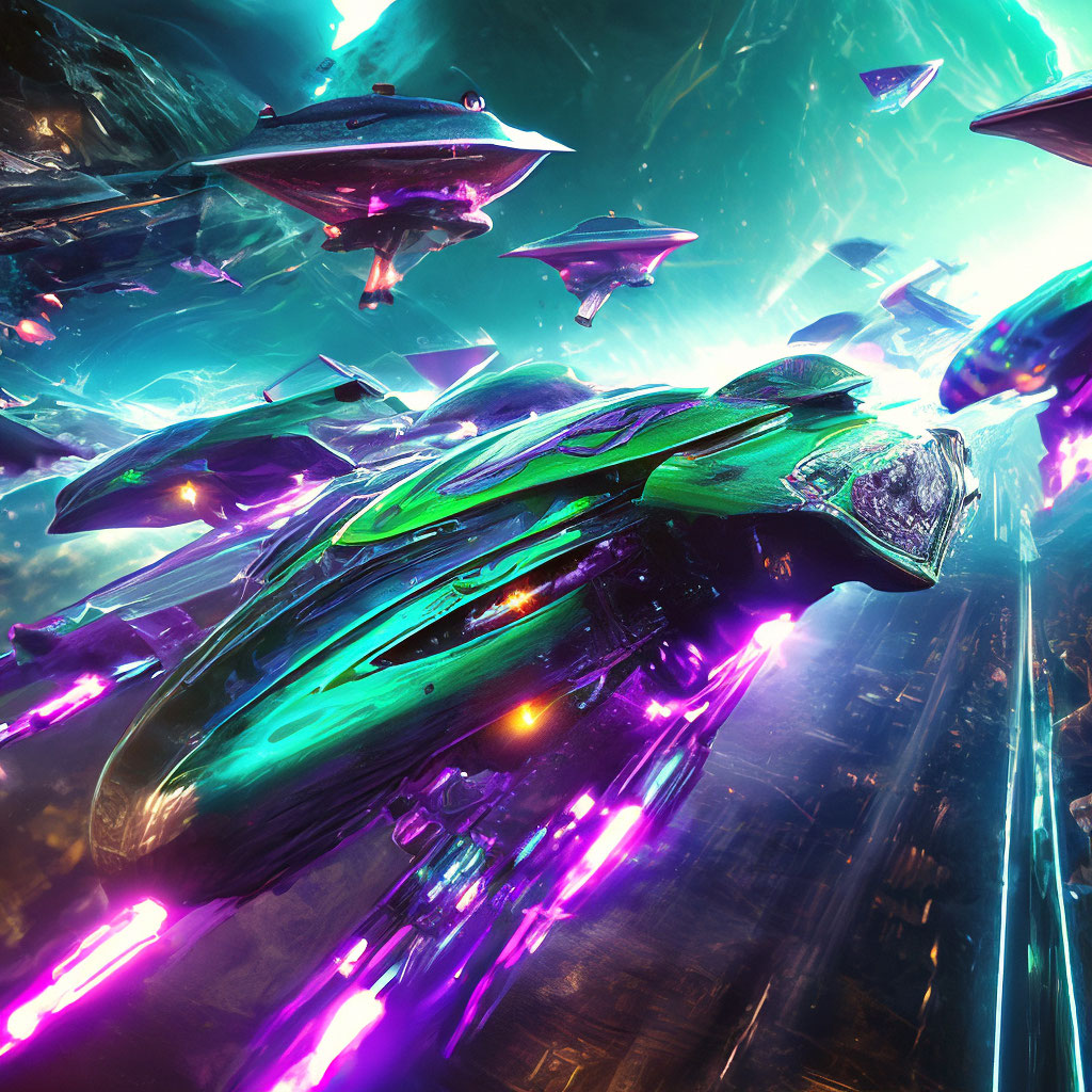 "Battle of alien ships, realistic, professional photo, filigree,8K ...