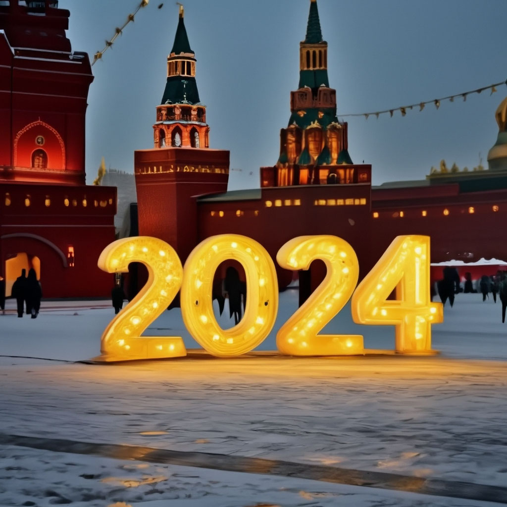 "2 0 2 4 New Year's luminous yellow inscription 2024 on the background ...