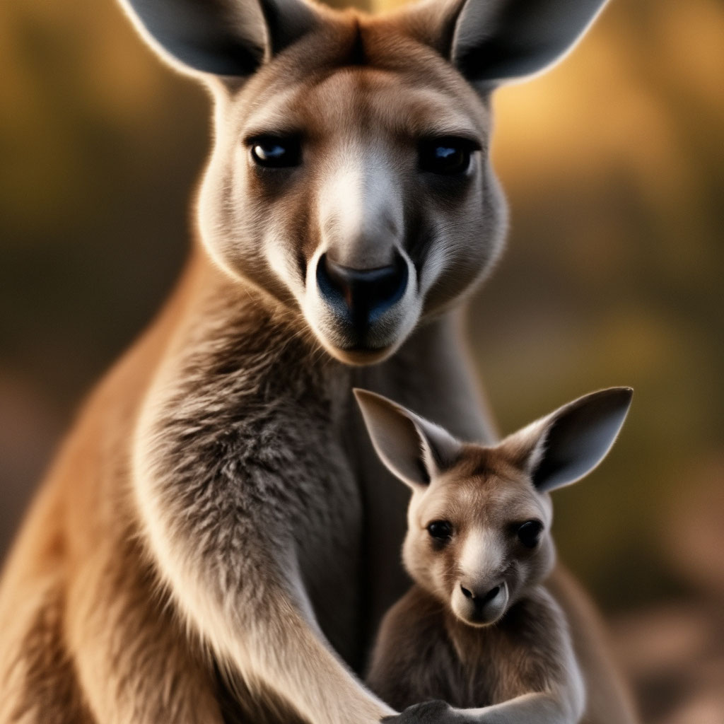 Кенгуру с кенгуренком в своей сумке…» — создано в Шедевруме