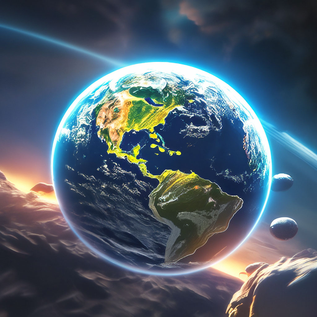 "Earth is a planet from outer space" — image created in Shedevrum