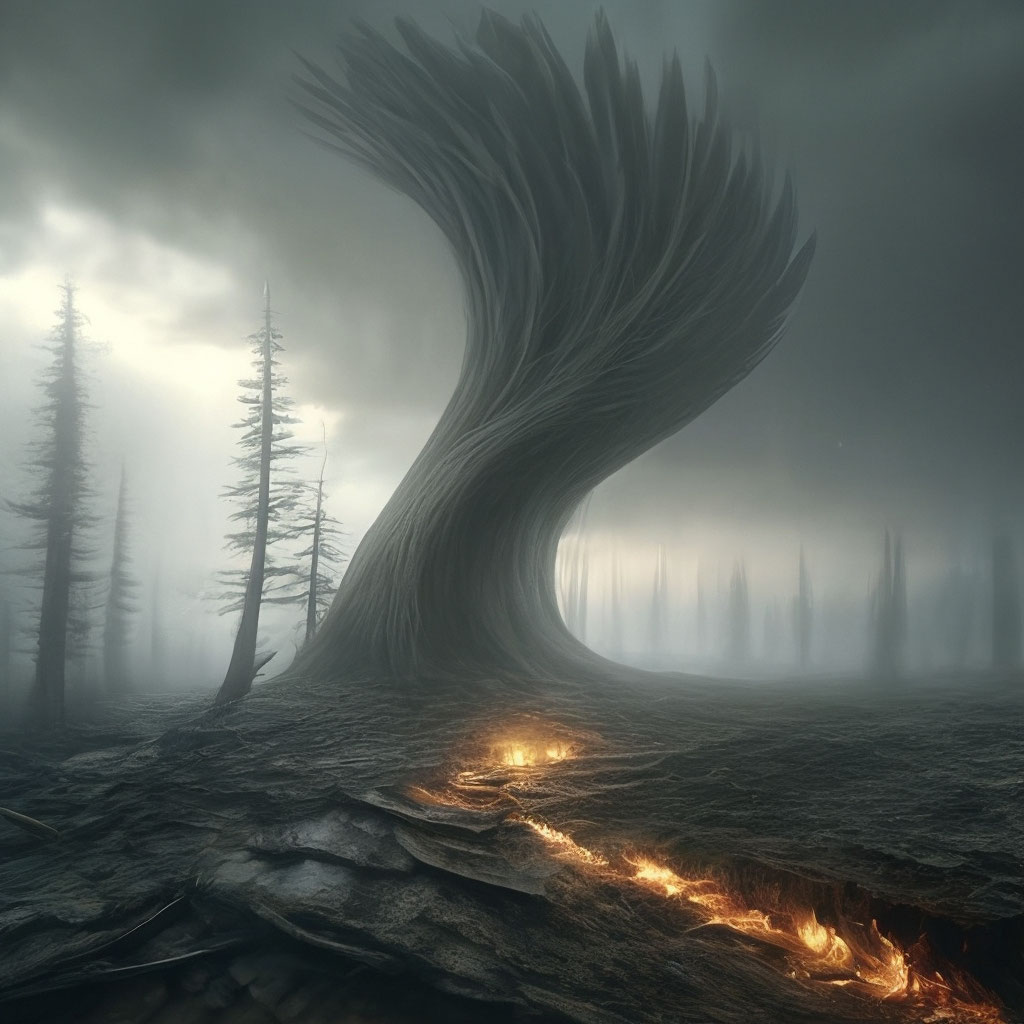a tree consisting of ellipses, a forest, realistic