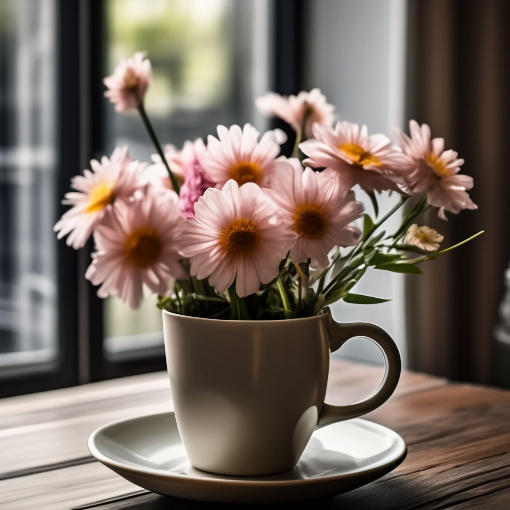 Утро кофе цветы (72 фото)