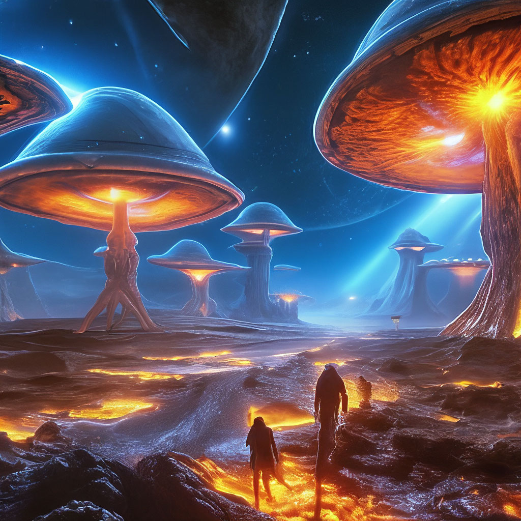 "Alien acid mushrooms space, another planet, planets,stars, galaxies ...