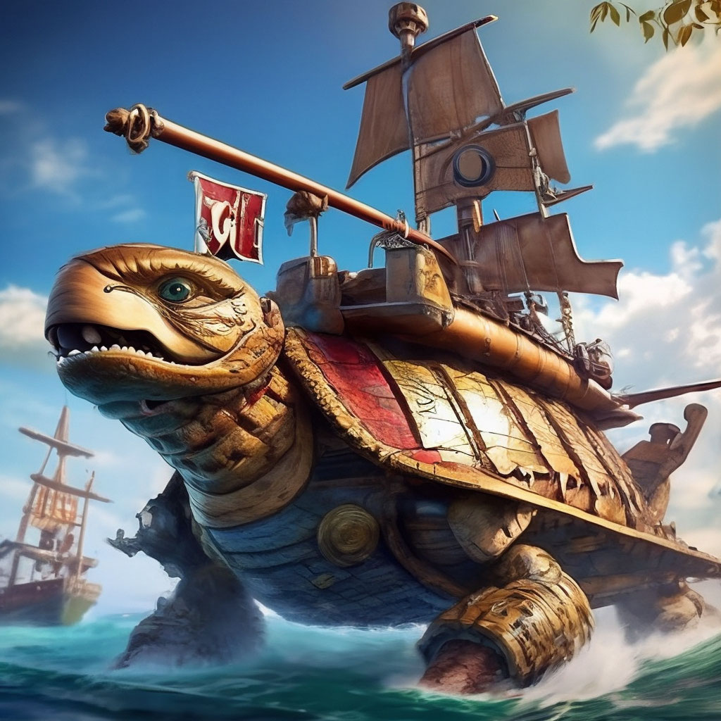 pirate self-propelled gun+combat turtle pirate ship+pirate …