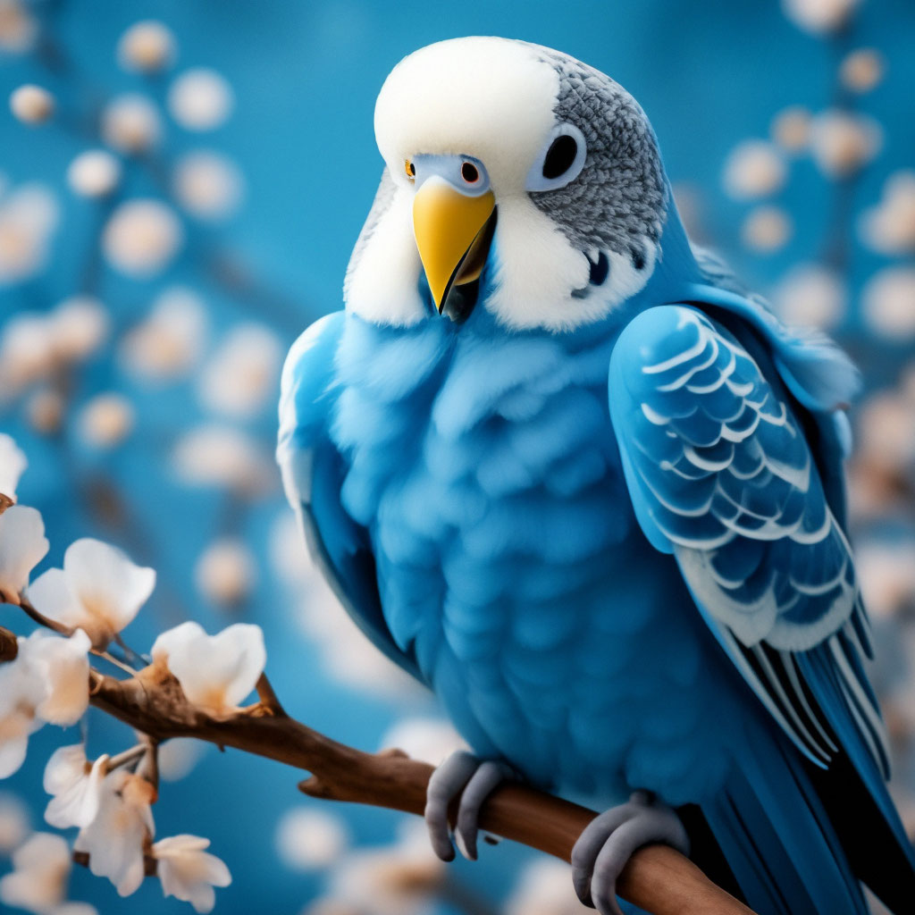 Пушистый голубой волнистый попугай: особенности содержания и обучения» —  создано в Шедевруме