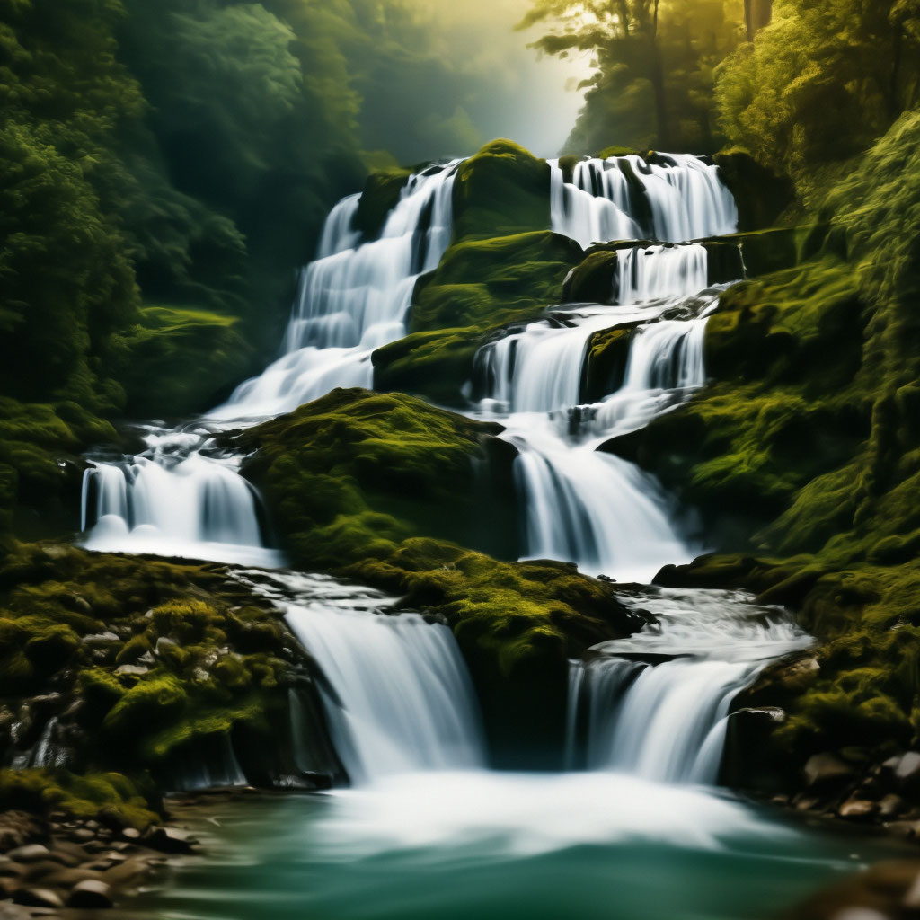 "Cascade of waterfalls" — image created in Shedevrum