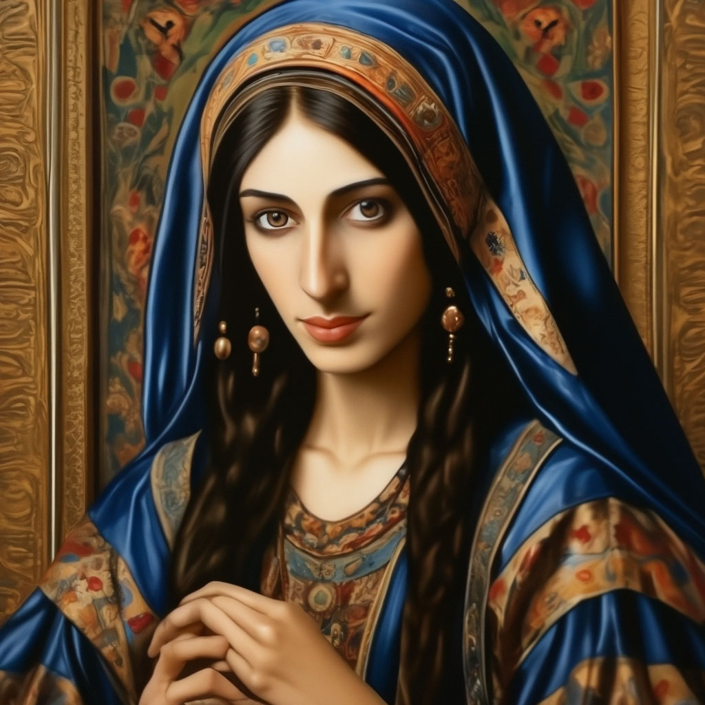 "Gorodetsky painting. sephardic woman" — image created in Shedevrum